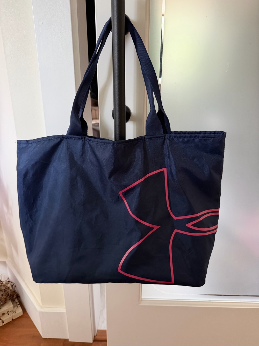 Under Armour Navy Tote with Pink Logo Accent